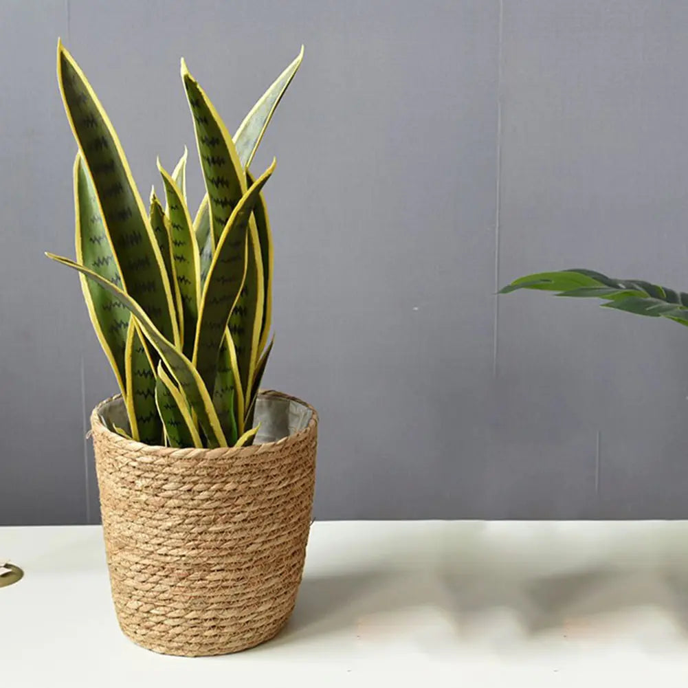 Handmade Straw Woven Plant Basket