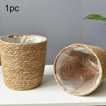 Handmade Straw Woven Plant Basket