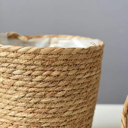 Handmade Straw Woven Plant Basket